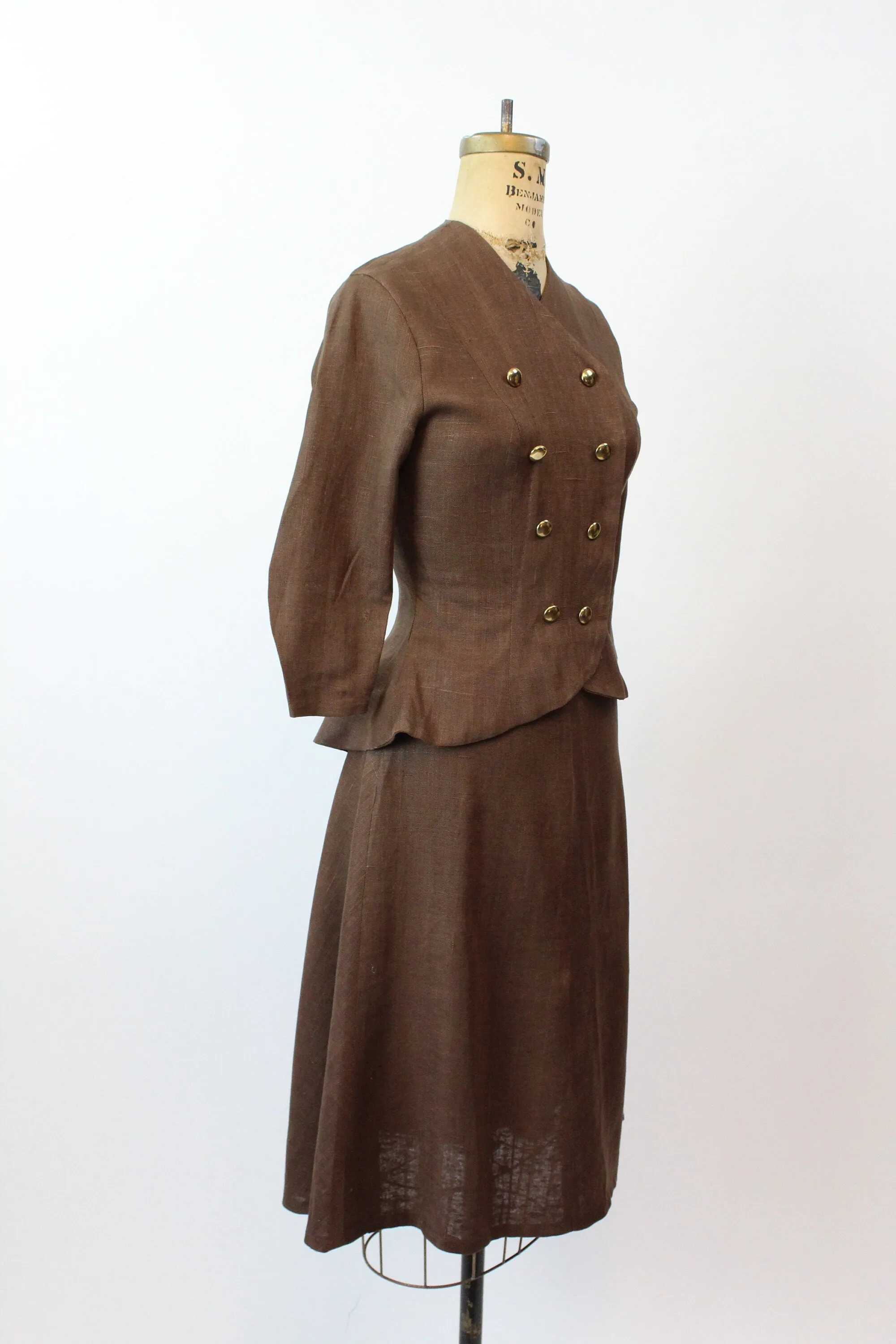 1940s SUMMER LINEN SUIT jacket and skirt xs | new spring summer