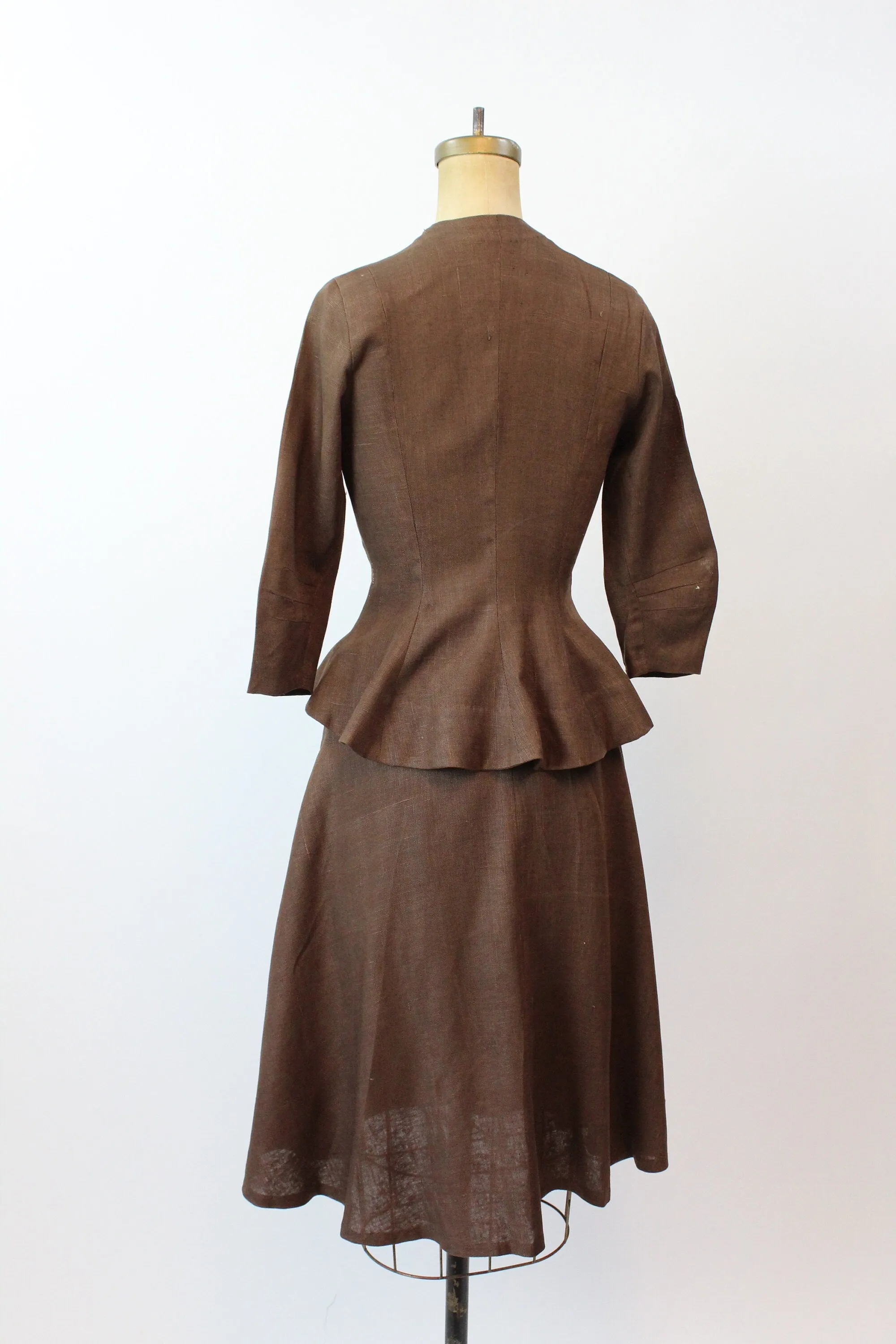 1940s SUMMER LINEN SUIT jacket and skirt xs | new spring summer