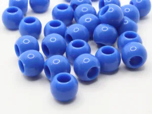 30 14mm Denim Blue Large Hole Round Plastic Beads