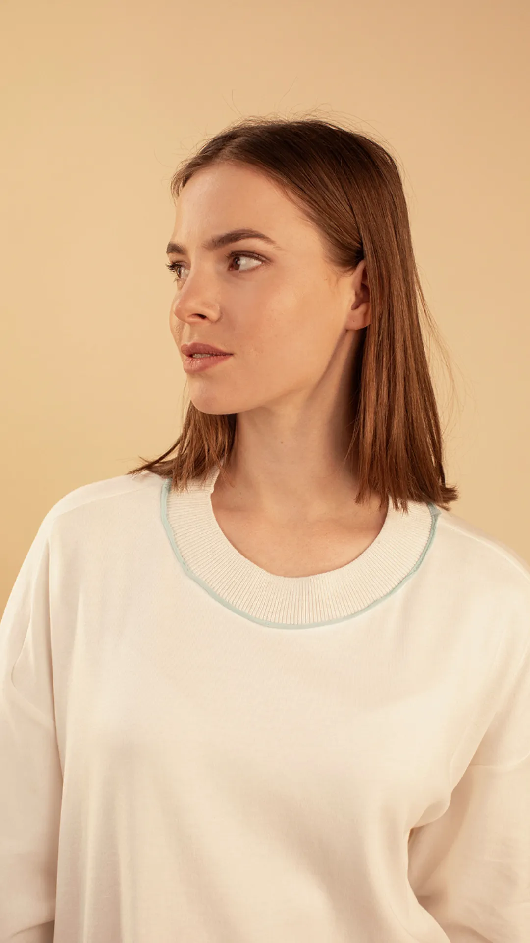 Aiko Organic Cotton T-Shirt with Blue Trim by Lora Gene