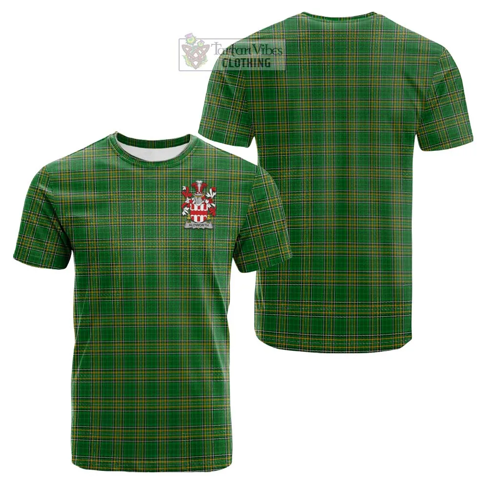 Aldworth Irish Clan Tartan Cotton T-shirt with Coat of Arms