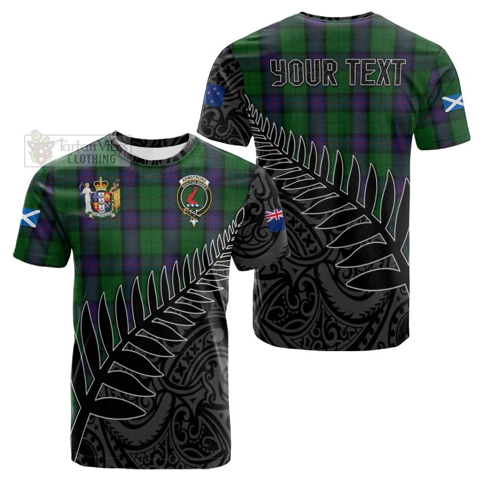 Armstrong Crest Tartan & New Zealand Silver Fern Half-Style Cotton T-Shirt