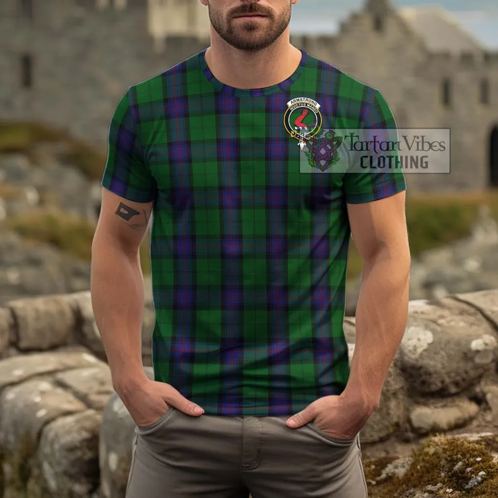 Armstrong Tartan Cotton T-Shirt with Family Crest