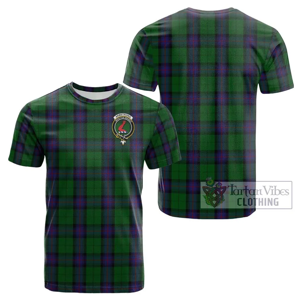 Armstrong Tartan Cotton T-Shirt with Family Crest