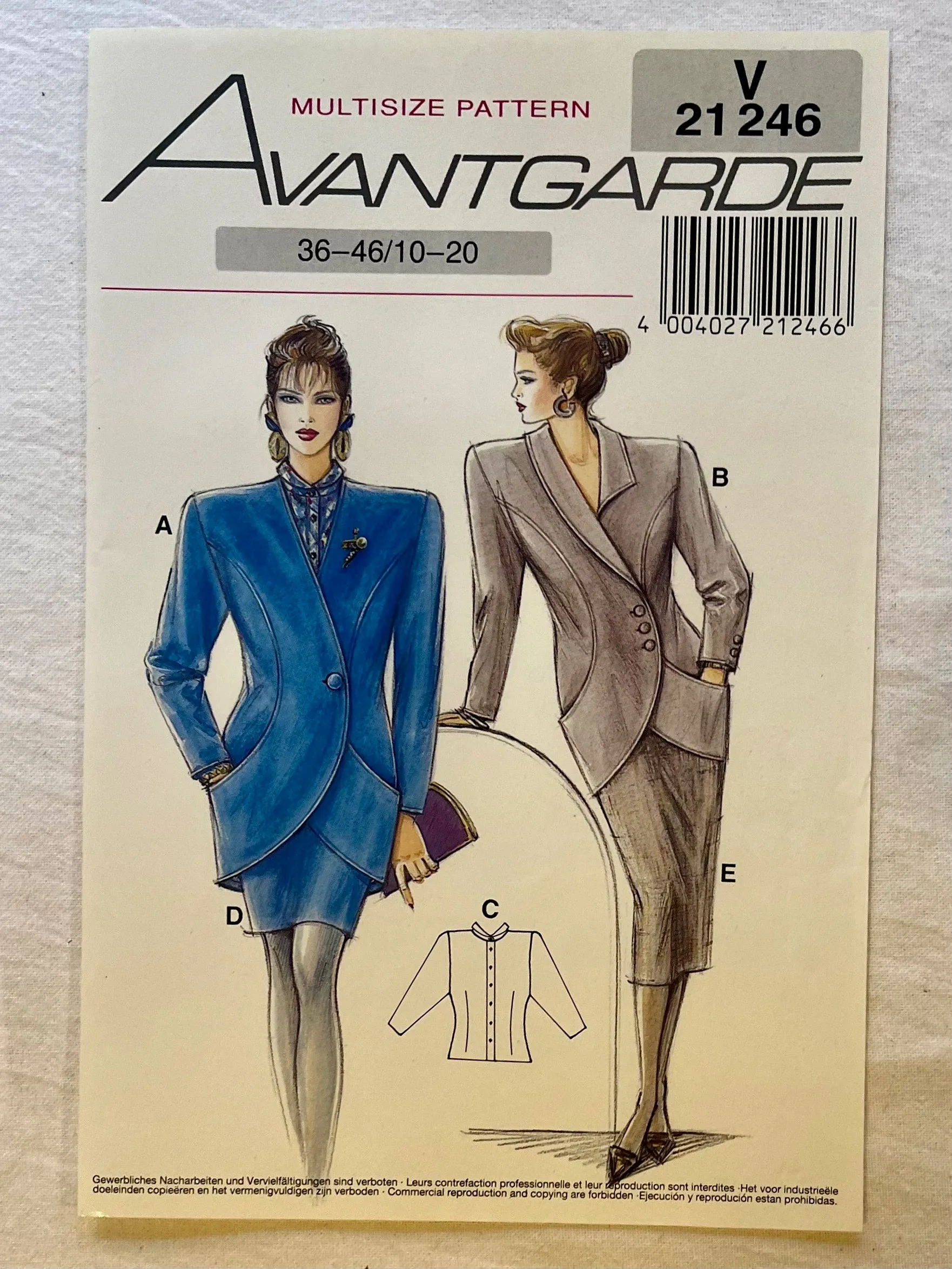 Avantgarde V21246 UNCUT Suit Sizes 10-20