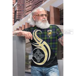 Bailey Modern Tartan Cotton T-shirt with Family Crest and Celtic Symbol Style