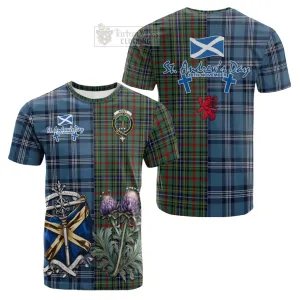 Bisset Tartan Cotton T-shirt Happy St. Andrew's Day Half Tartan Style