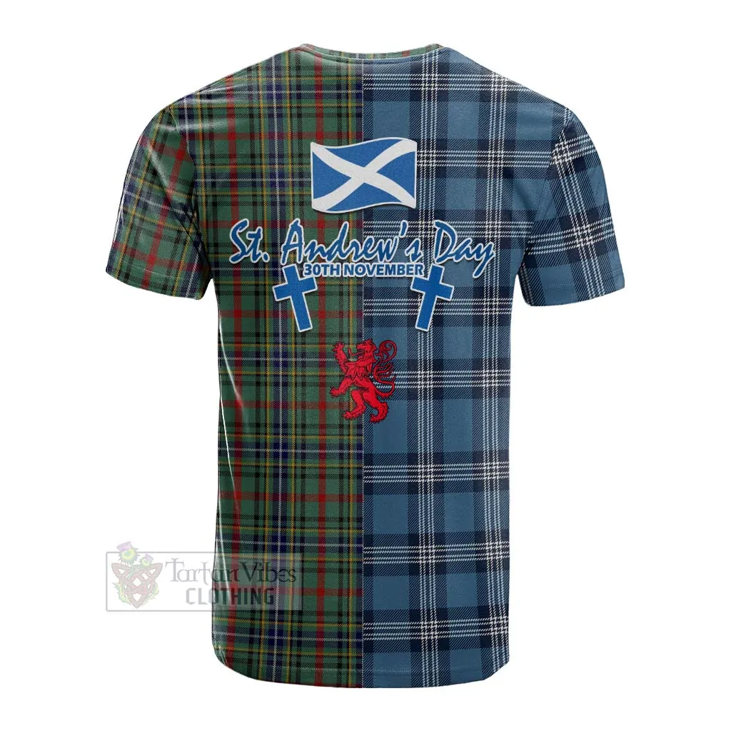 Bisset Tartan Cotton T-shirt Happy St. Andrew's Day Half Tartan Style