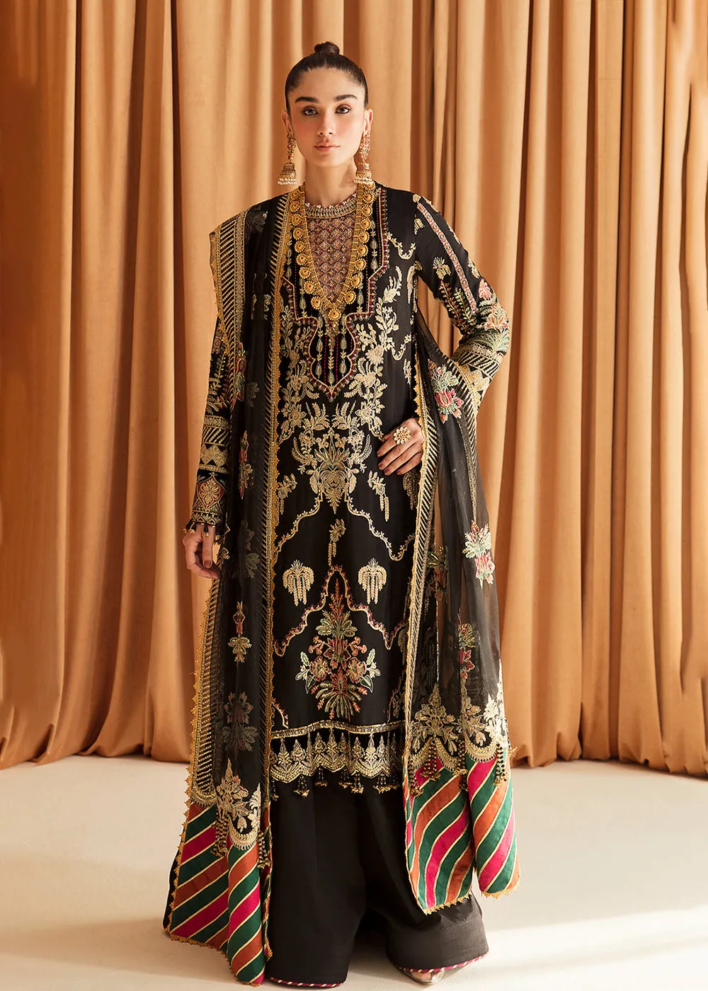 Black Pakistani Palazzo Suit | Ayzel | Fleur De Lis Formals’23 | Zenith