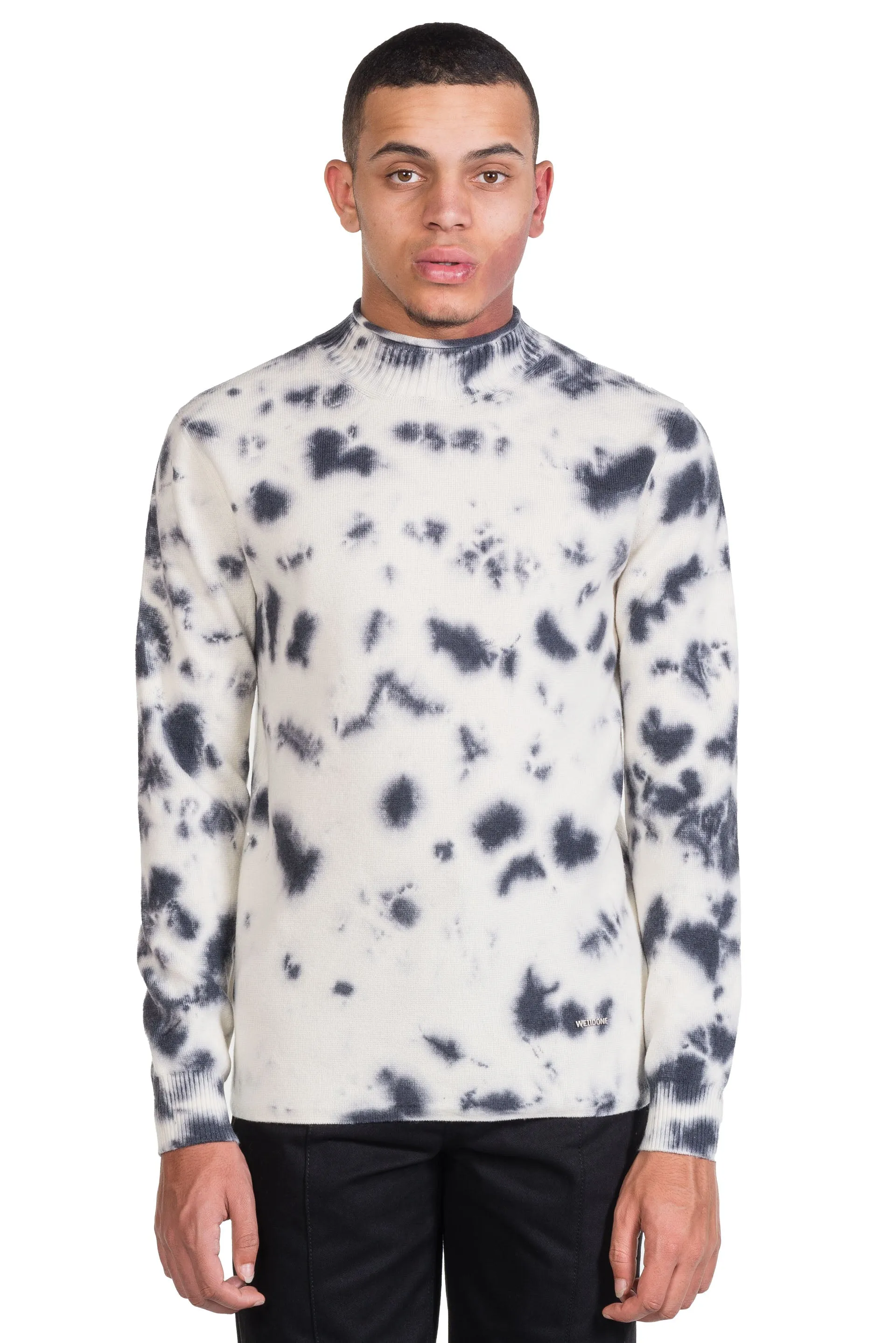 Black Tie-Dye Cashmere Knit Sweater