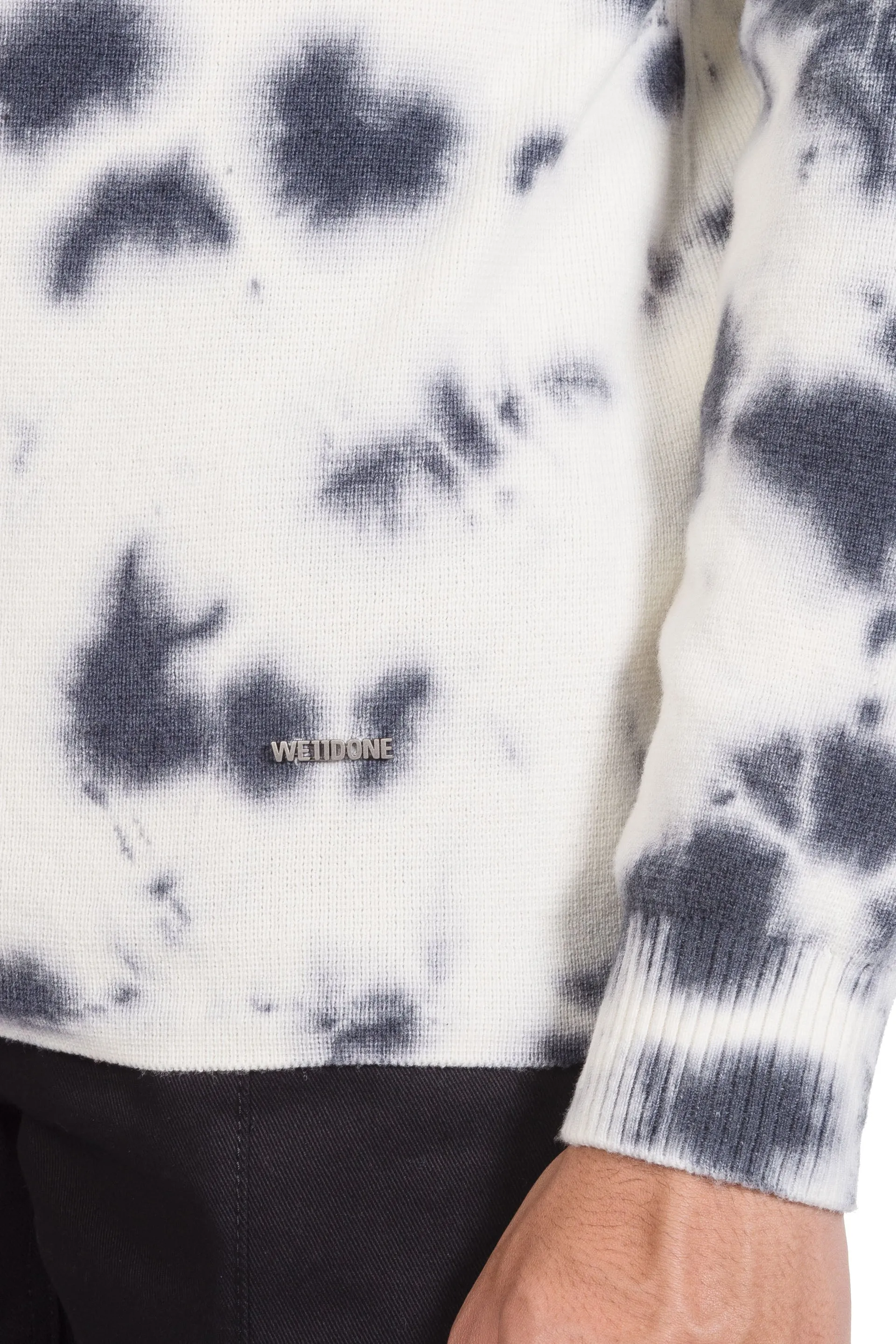 Black Tie-Dye Cashmere Knit Sweater