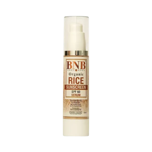 Optimized BNB Organic Rice Sunscreen SPF60 Serum 50ml for Enhanced Sun Protection