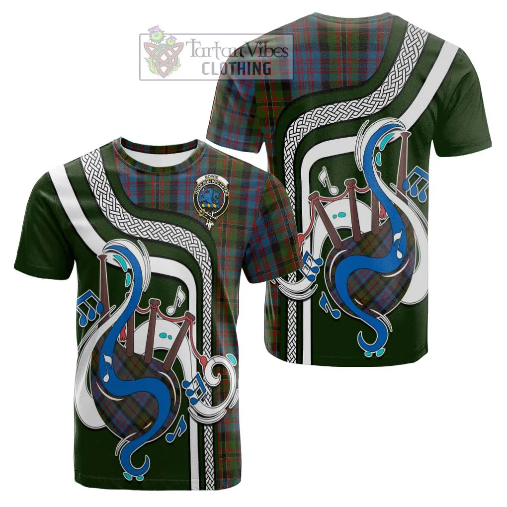 Bowie Tartan Cotton T-shirt with Epic Bagpipe Style