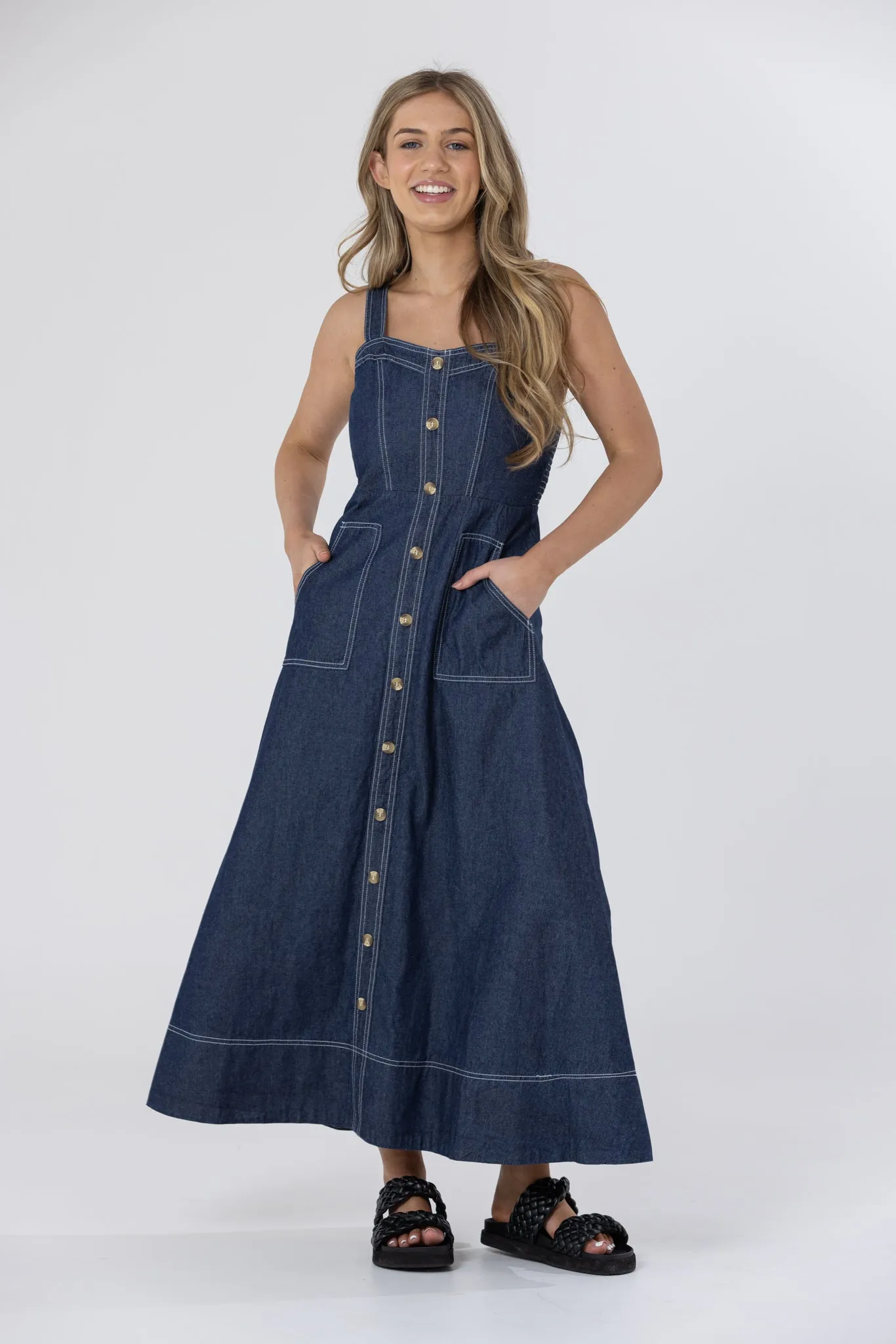 BRITNEY MIDI DRESS - Dark Denim