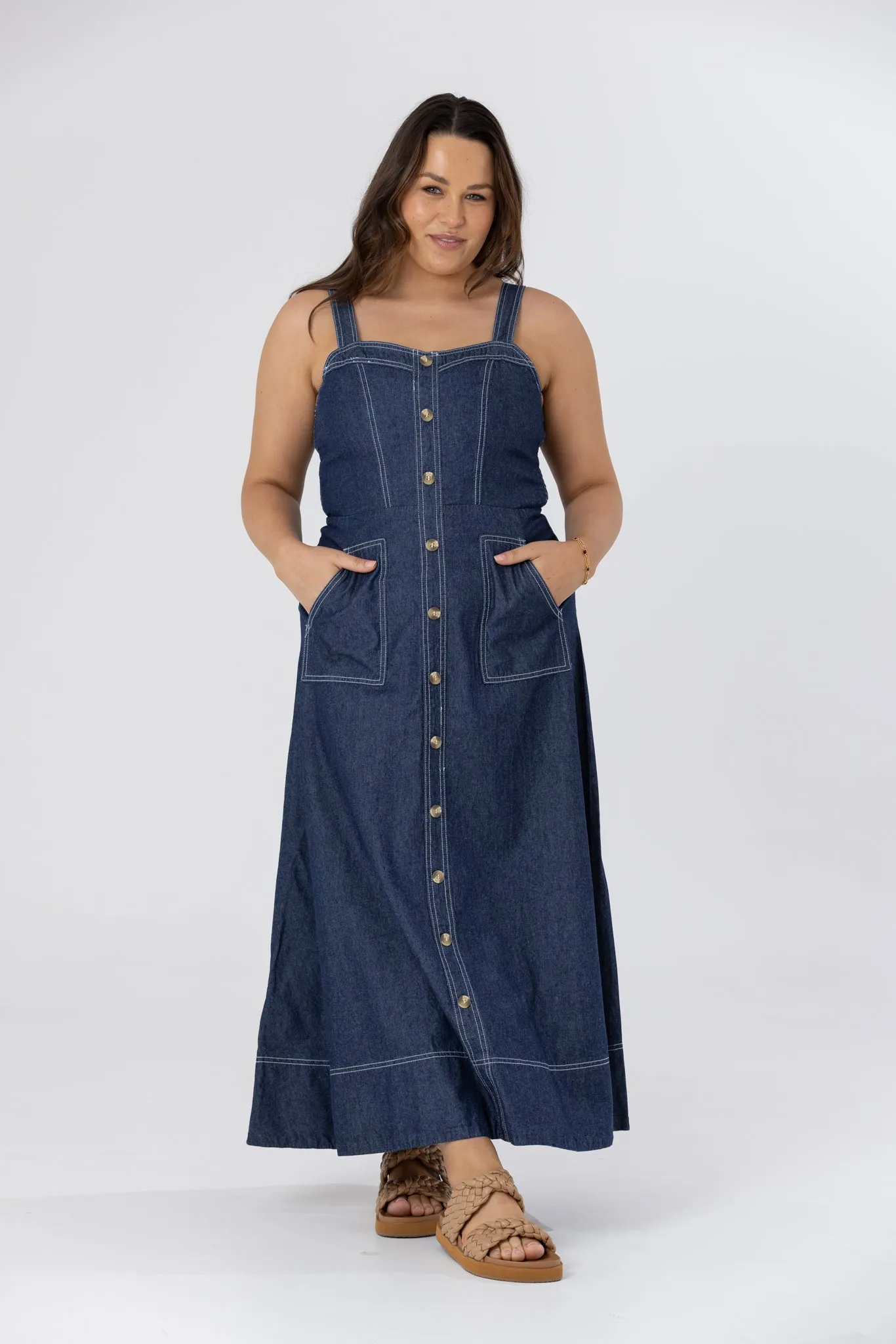 BRITNEY MIDI DRESS - Dark Denim