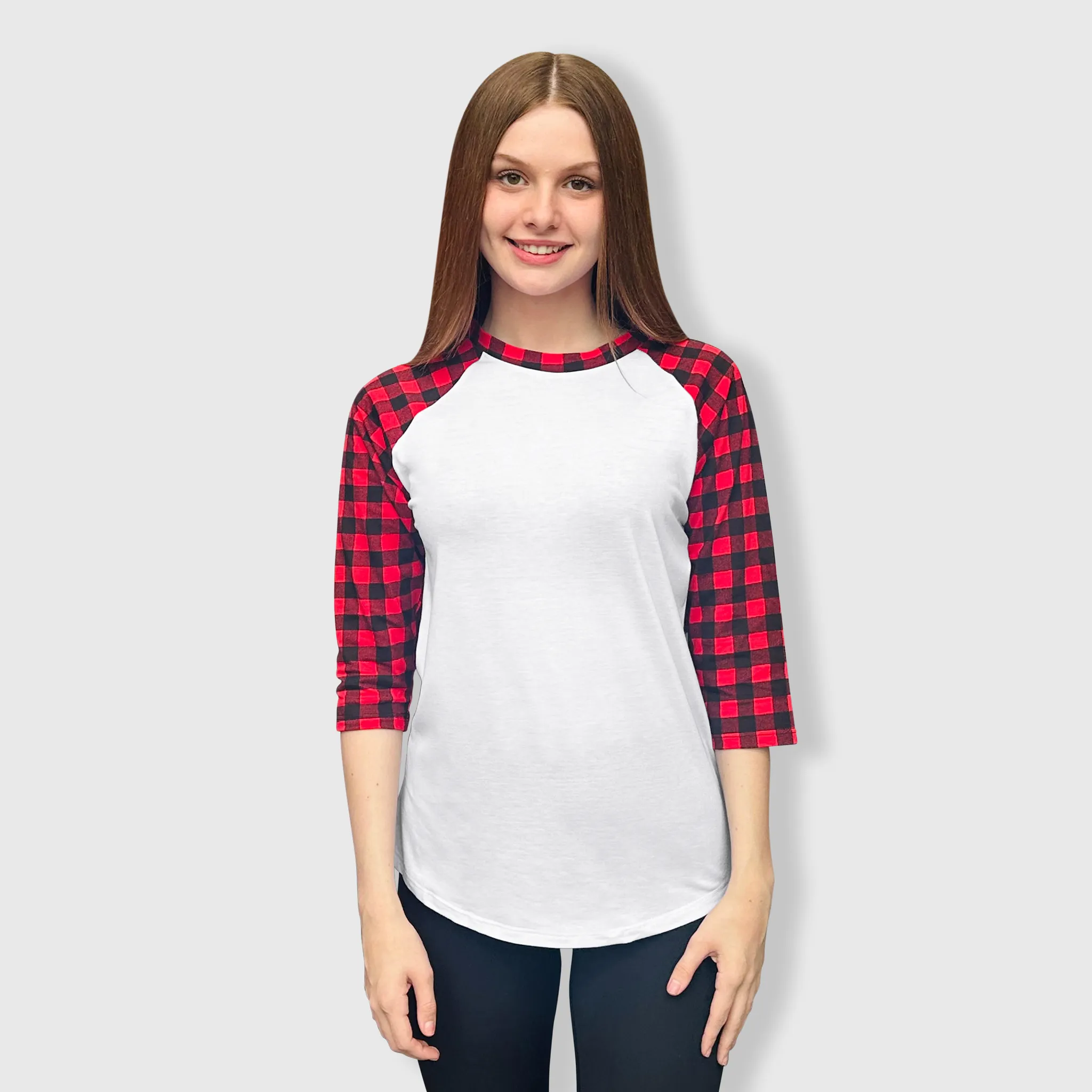 Buffalo Plaid White Red Top Adult