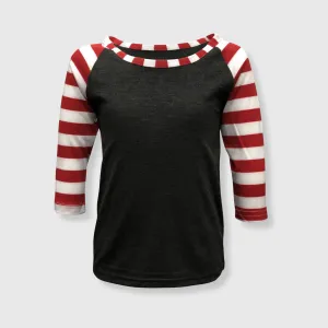 Candy Cane Charcoal Red Stripes Top Kids