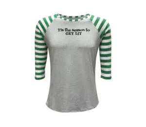 Candy Cane Gray Green Stripes Top