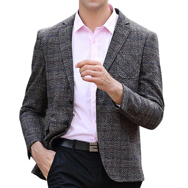 Chest Pocket Blazers for Men Coffee Fall Casual Woolen Stylish