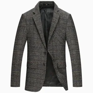 Chest Pocket Blazers for Men Coffee Fall Casual Woolen Stylish