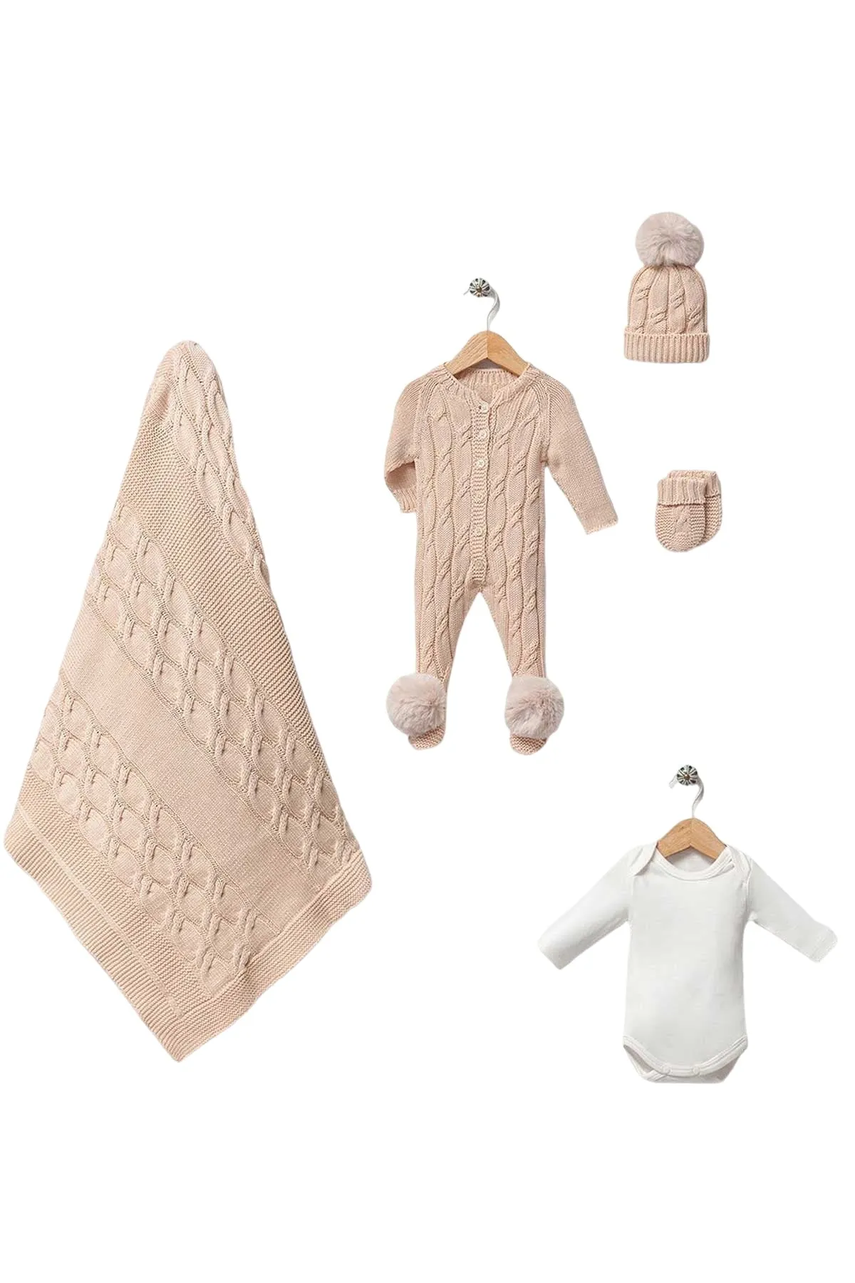 Daniel Beige Newborn Knit Coming Home Set (5 Pcs)