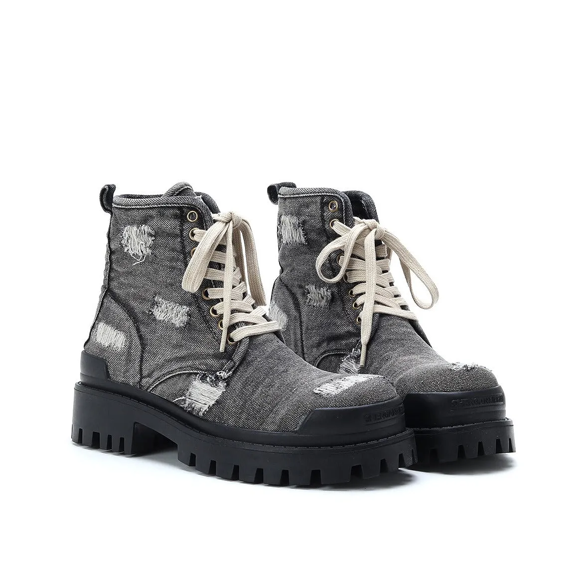 Denim canvas thick-soled Martin boots