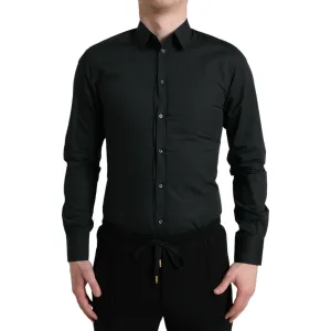 Dolce & Gabbana Elegant Slim Black Silk Blend Dress Shirt