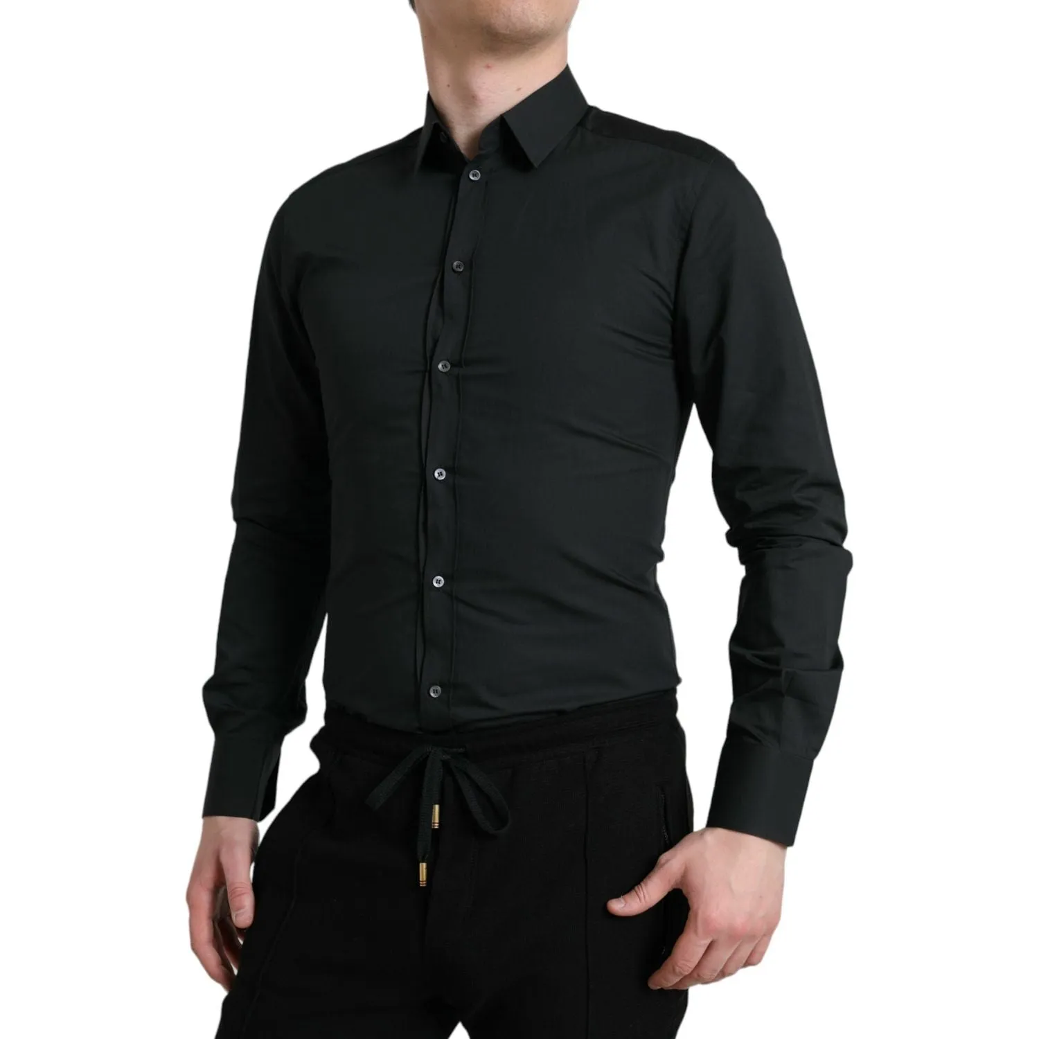 Dolce & Gabbana Elegant Slim Black Silk Blend Dress Shirt