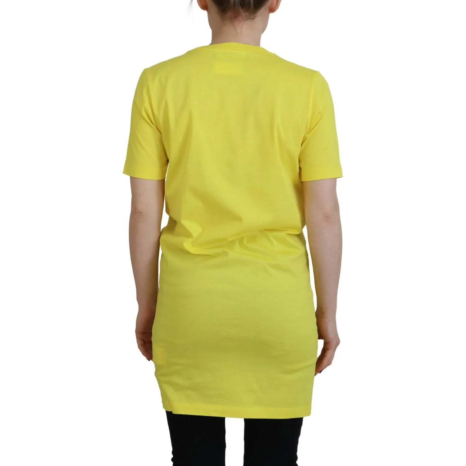 Dsquared² Yellow CottonShiny Icon Renny Dress Crewneck T-shirt