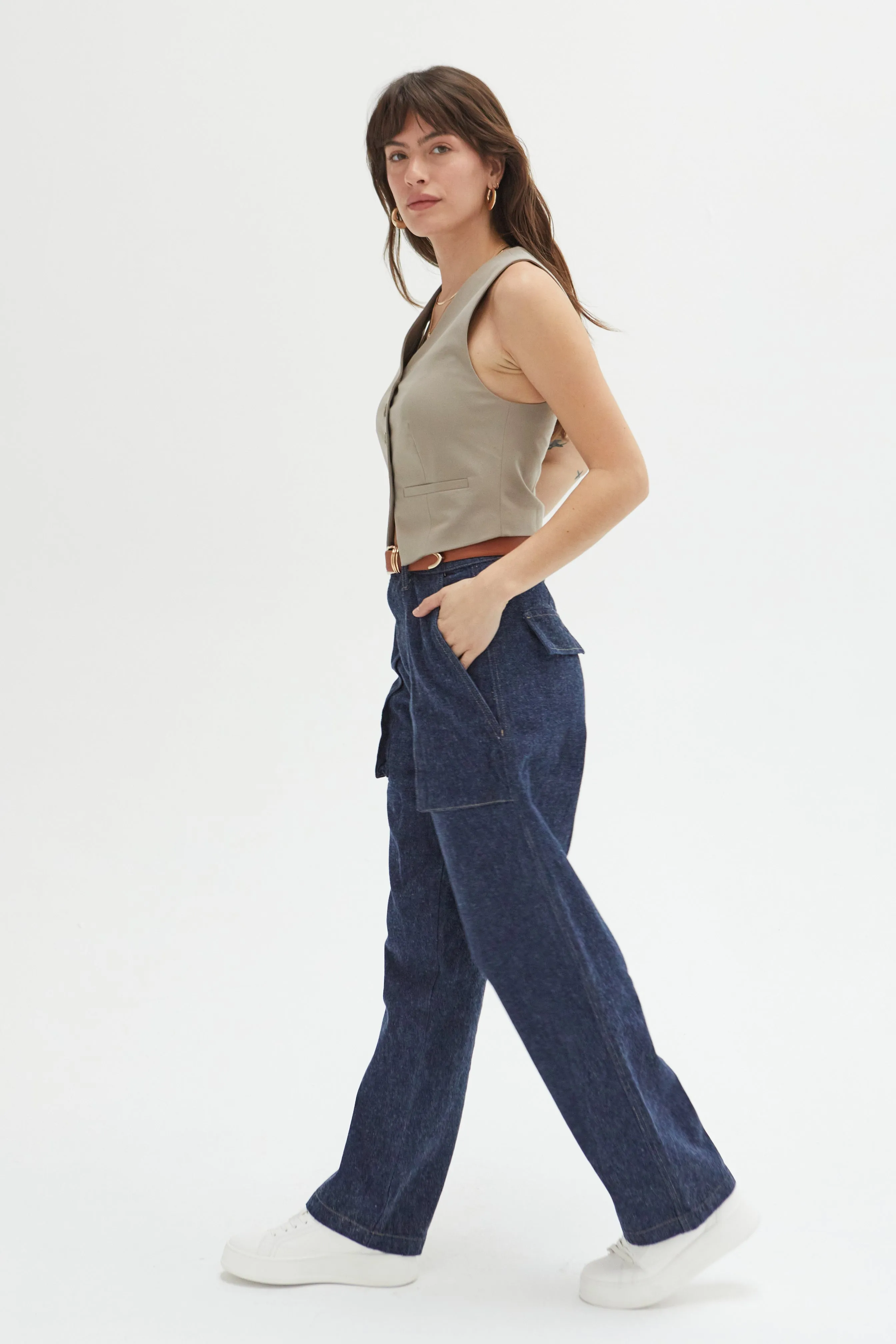 Easton Wide Leg Mid Rise Jean Timbers