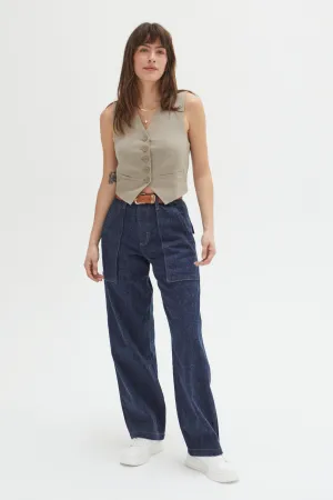 Easton Wide Leg Mid Rise Jean Timbers