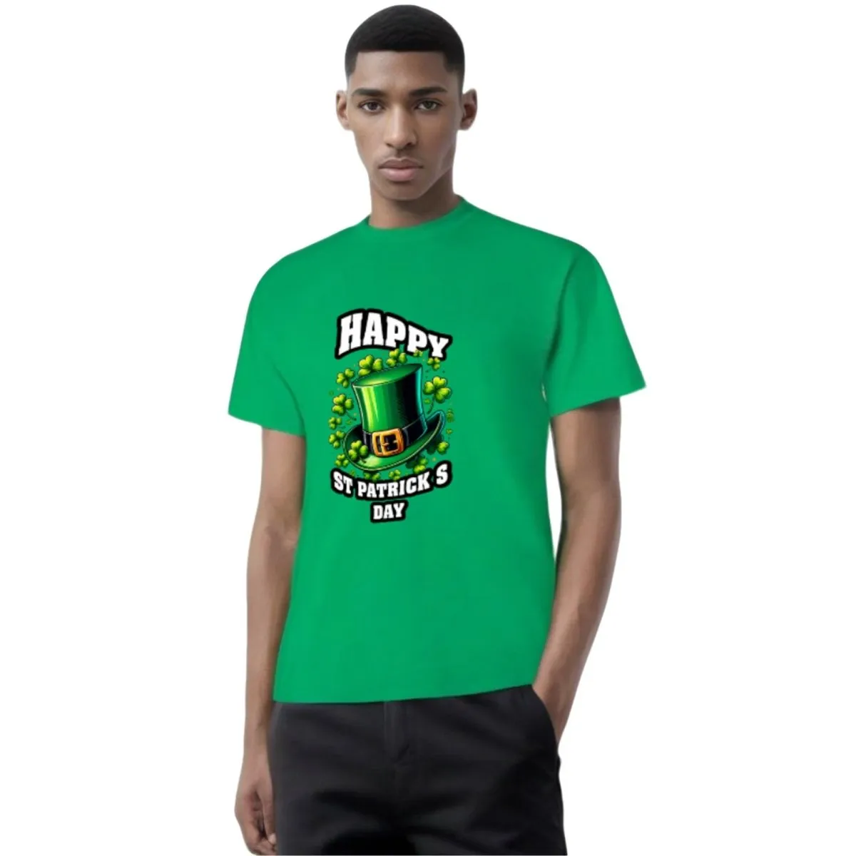 Emerald Green St. Patrick's Day Top Hat & Shamrocks T-Shirt