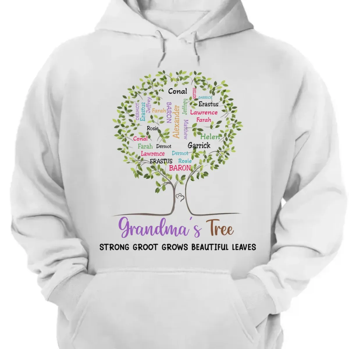 Family - Grandma's Tree Strong Groot Grows Beautiful Leaves - Personalized Unisex T-shirt, Hoodie, Sweatshirt