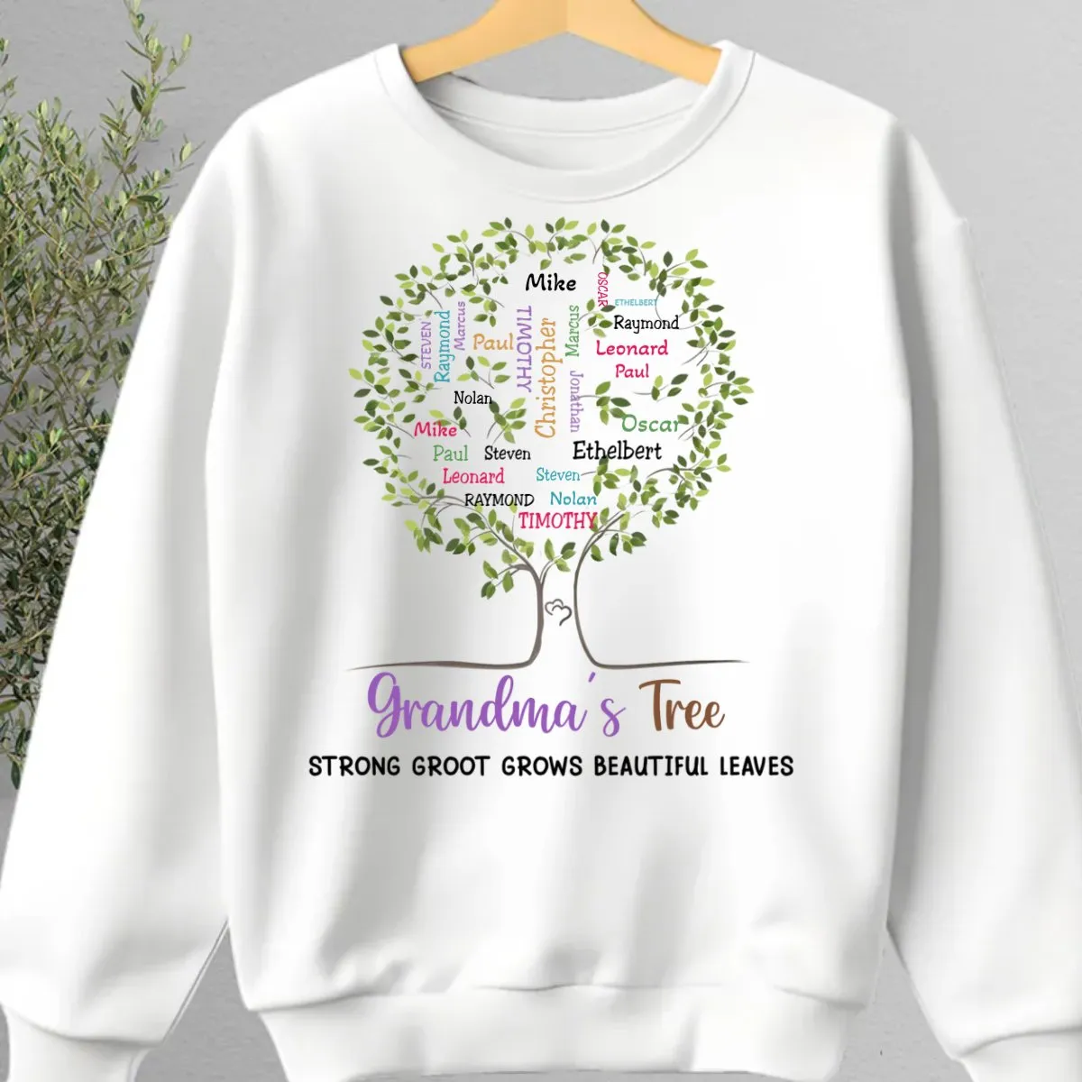 Family - Grandma's Tree Strong Groot Grows Beautiful Leaves - Personalized Unisex T-shirt, Hoodie, Sweatshirt