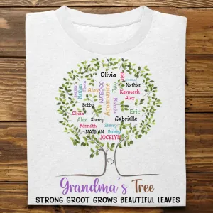 Family - Grandma's Tree Strong Groot Grows Beautiful Leaves - Personalized Unisex T-shirt, Hoodie, Sweatshirt