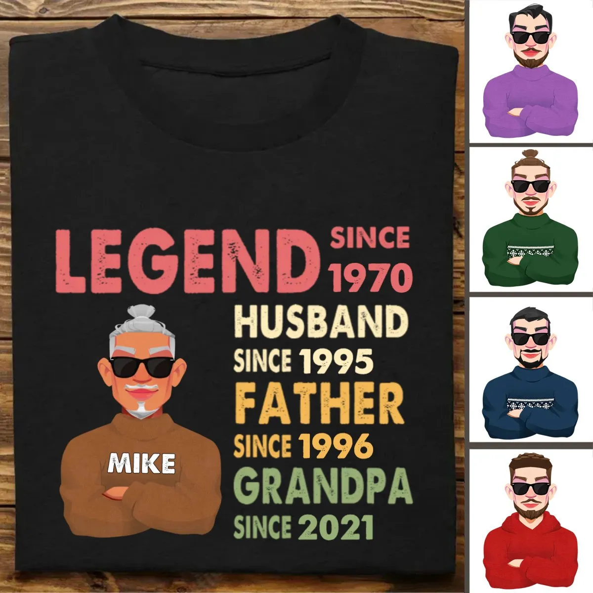 Father - Legend Husband Daddy Grandpa Custom Title - Personalized T-shirt