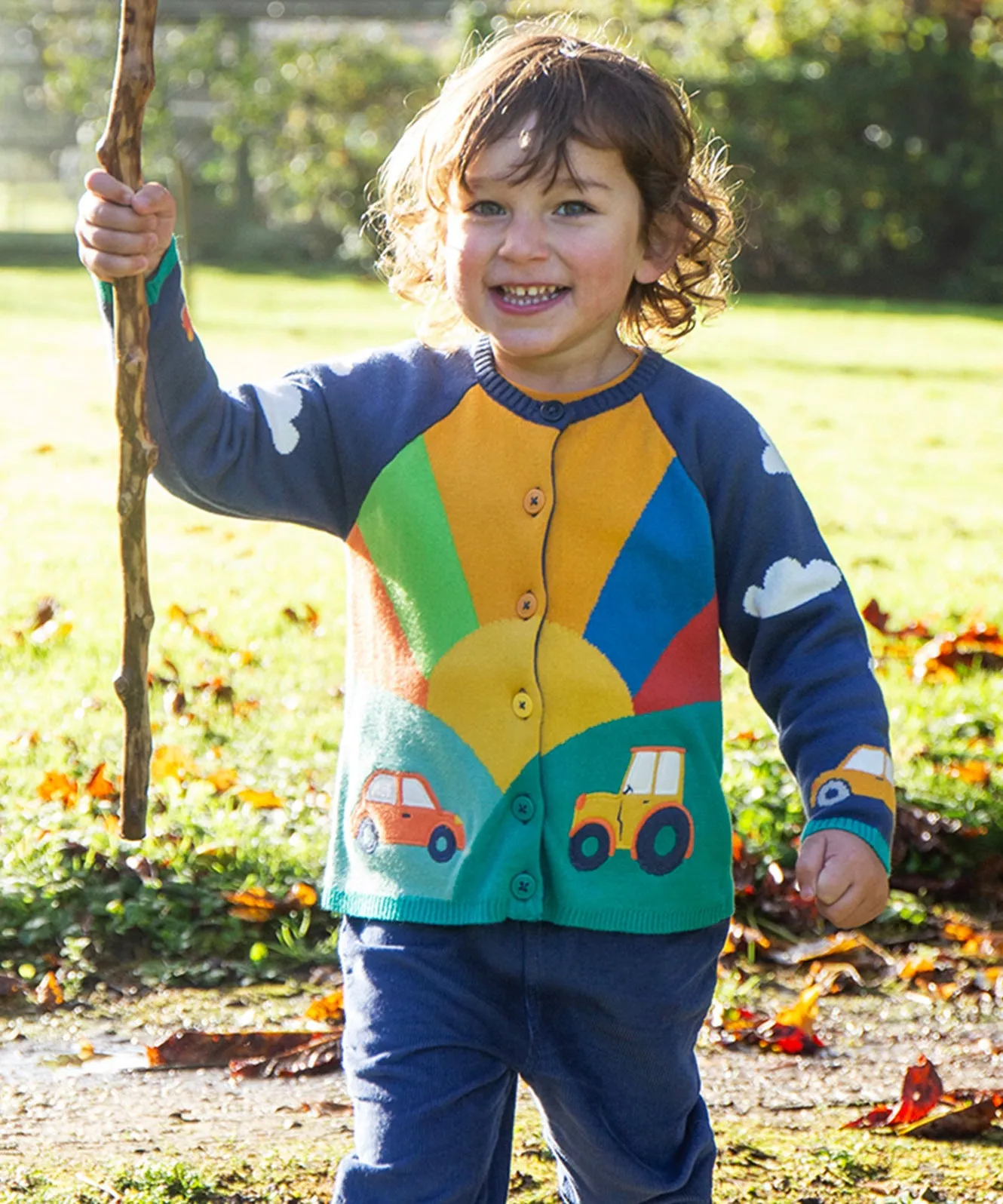 Frugi Reva Applique Cardigan - Navy Blue/Sunrise