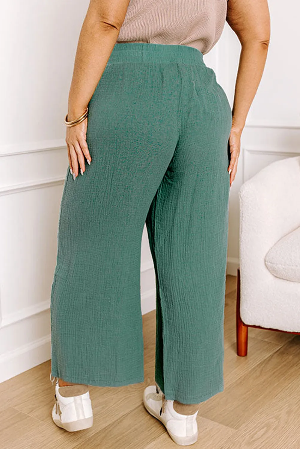 Gauze Wide Leg Pants Plus Size