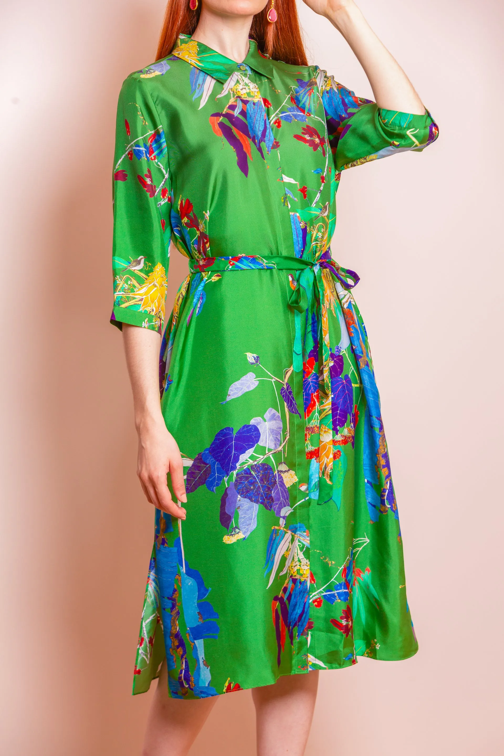 Grace  Silk Twill Print Shirt Dress