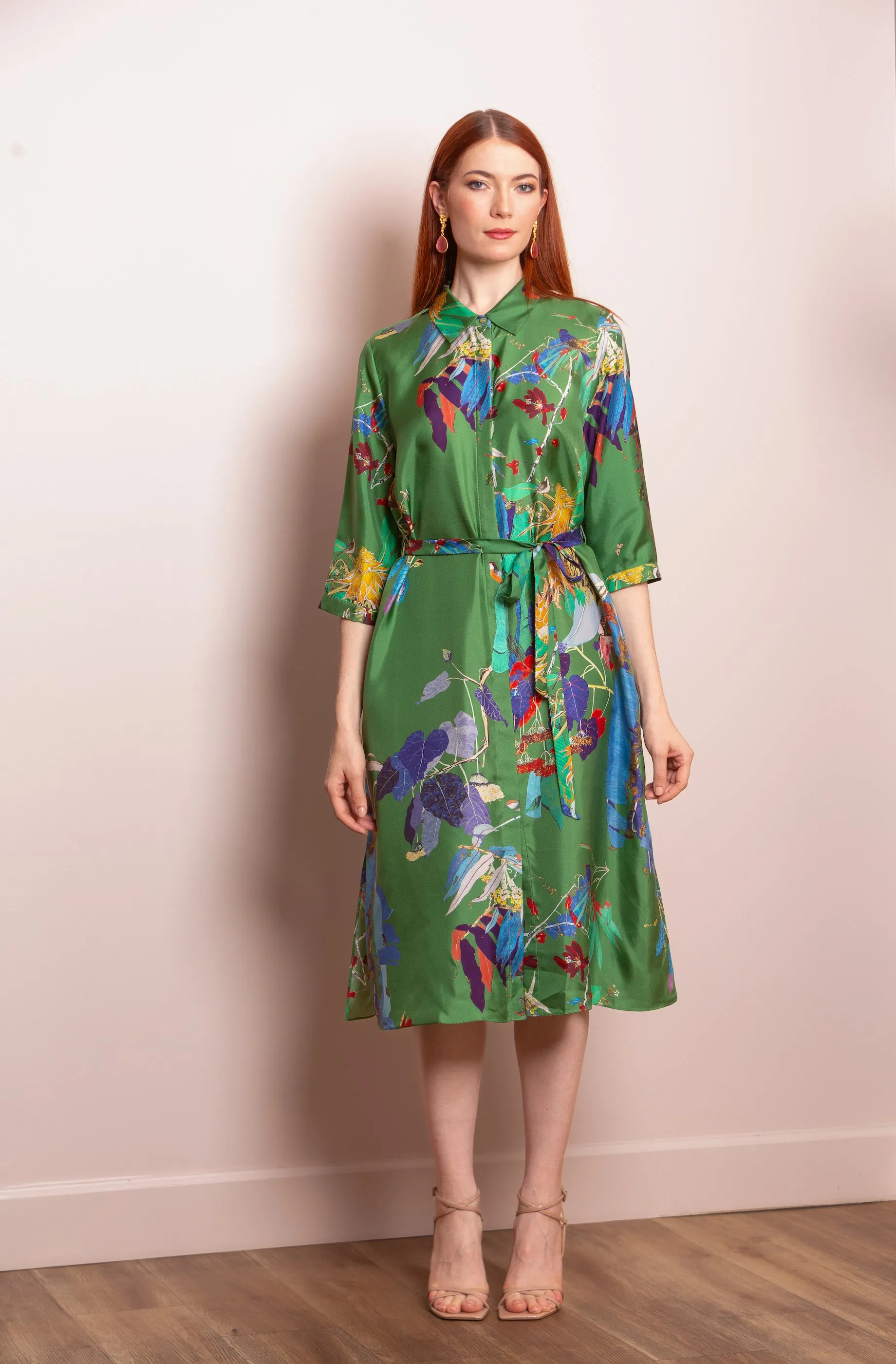 Grace  Silk Twill Print Shirt Dress