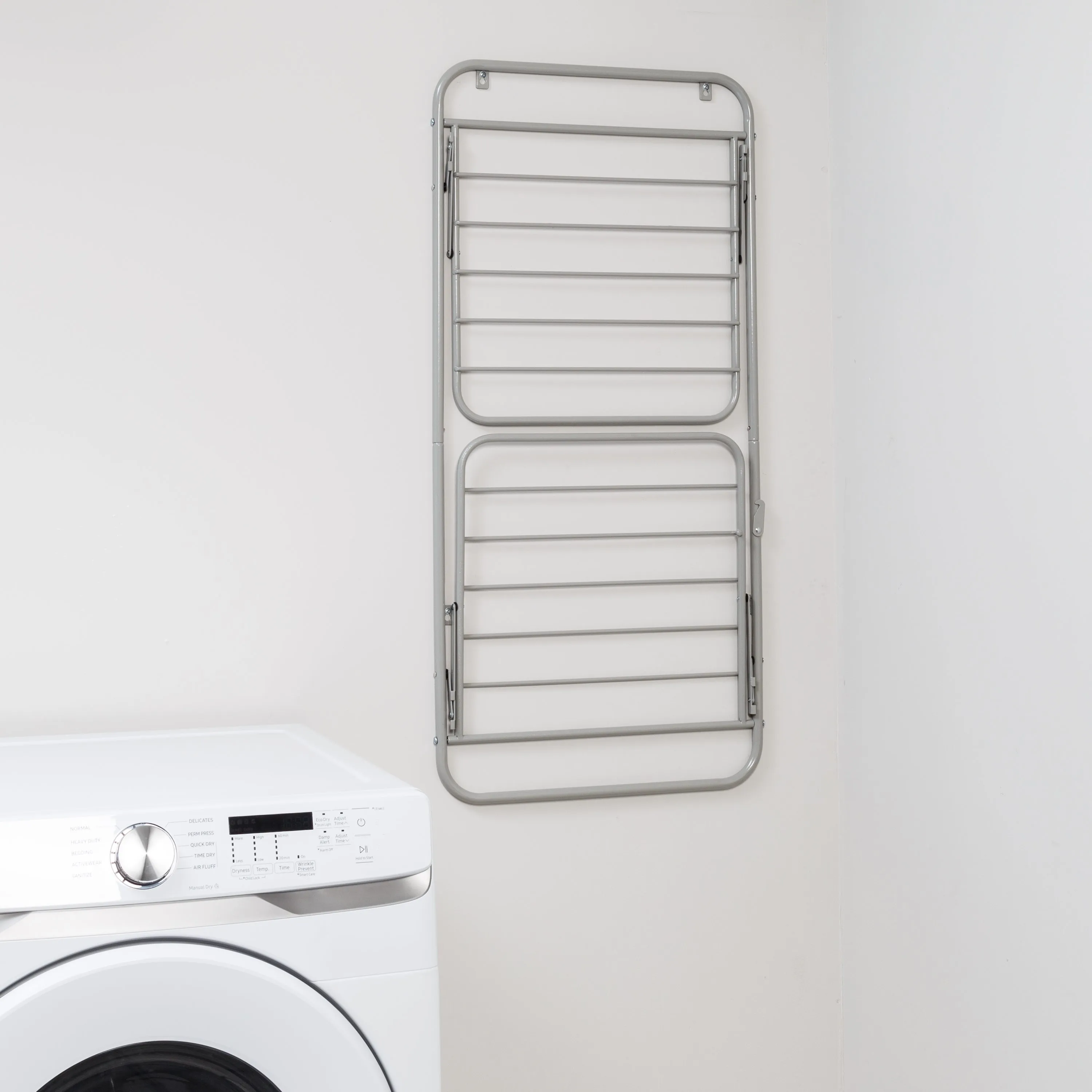 Gray Over-the-Door or Wall Mount 2-Tier Folding Drying Rack