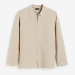 H&M Regular Fit Cardigan With Zipper, beige