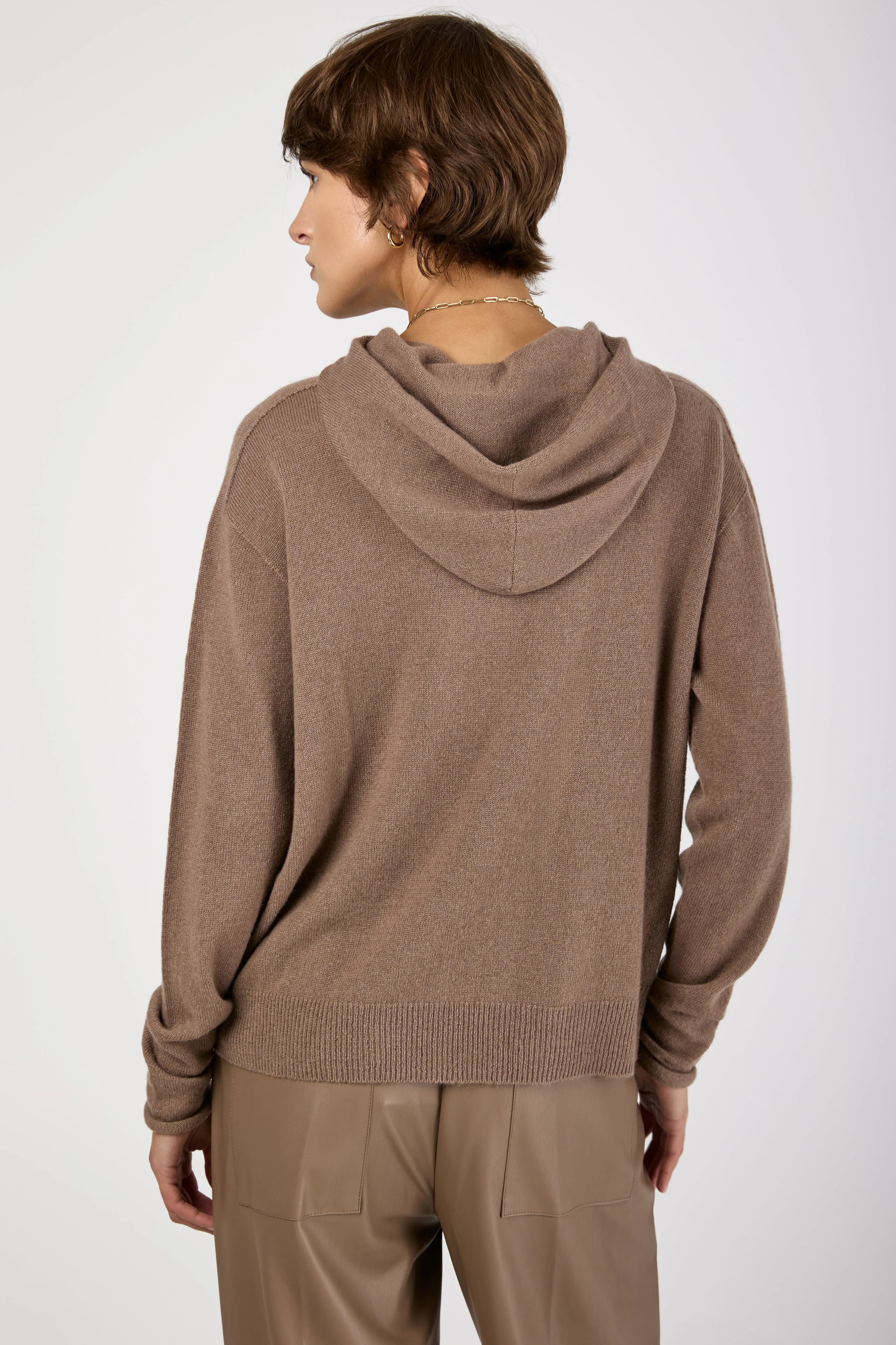 Hooded Cashmere Sweater in Mink