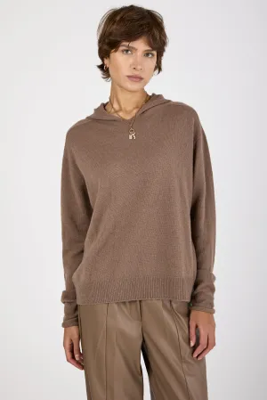 Hooded Cashmere Sweater in Mink