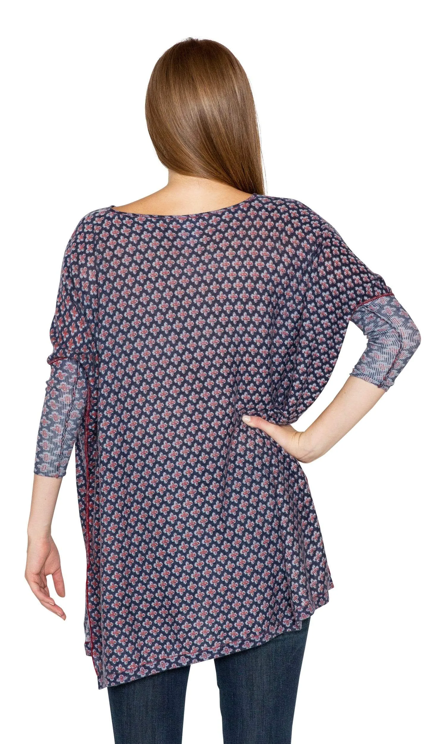 Knitwit Floaty Tunic Light Cashmere - Navy Denim Cross