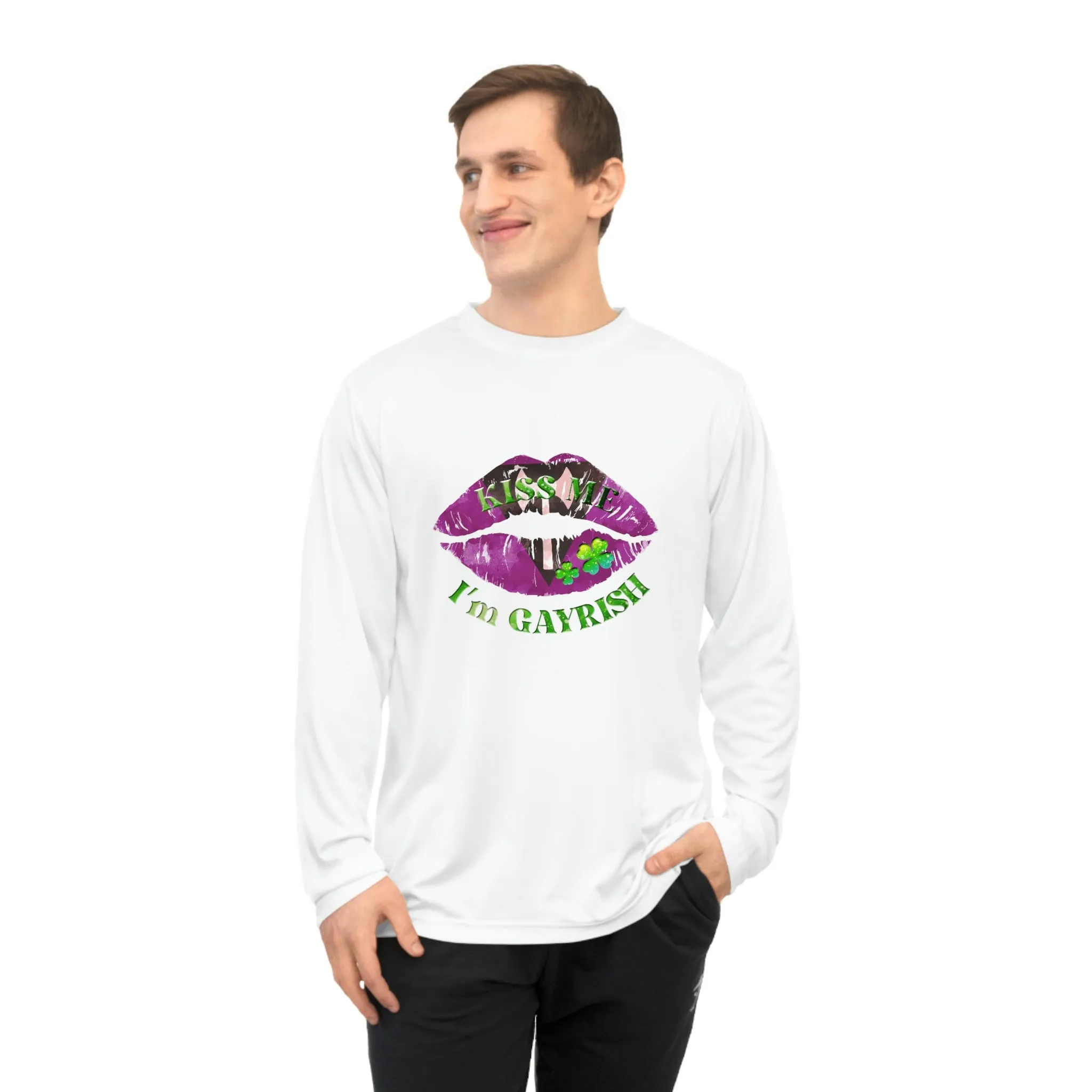 Labrys Lesbian Flag Unisex Performance Long Sleeve Shirt - Kiss Me