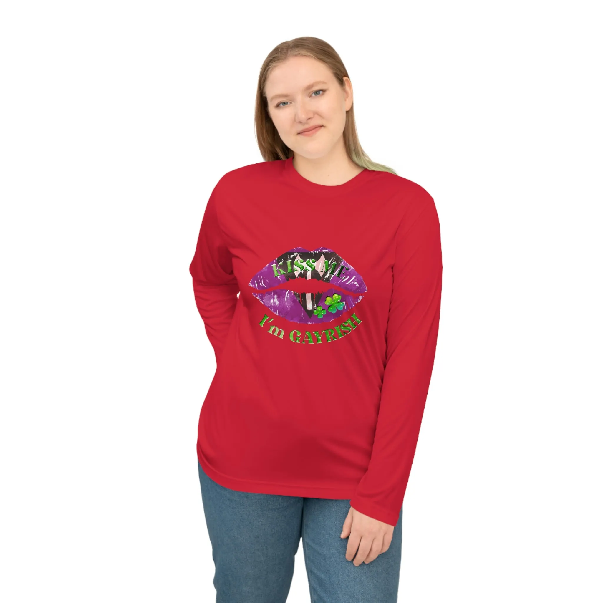 Labrys Lesbian Flag Unisex Performance Long Sleeve Shirt - Kiss Me