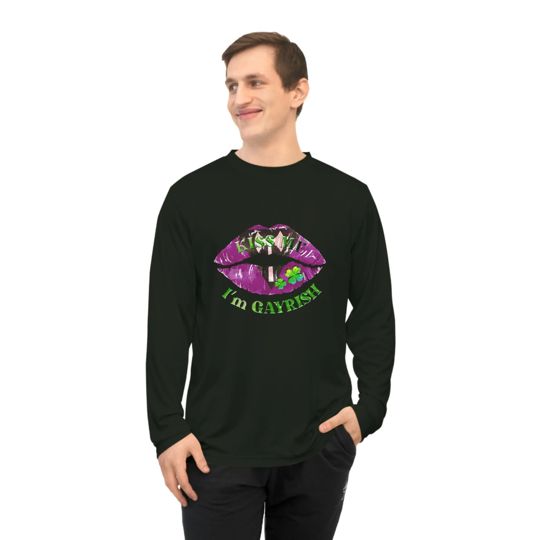 Labrys Lesbian Flag Unisex Performance Long Sleeve Shirt - Kiss Me