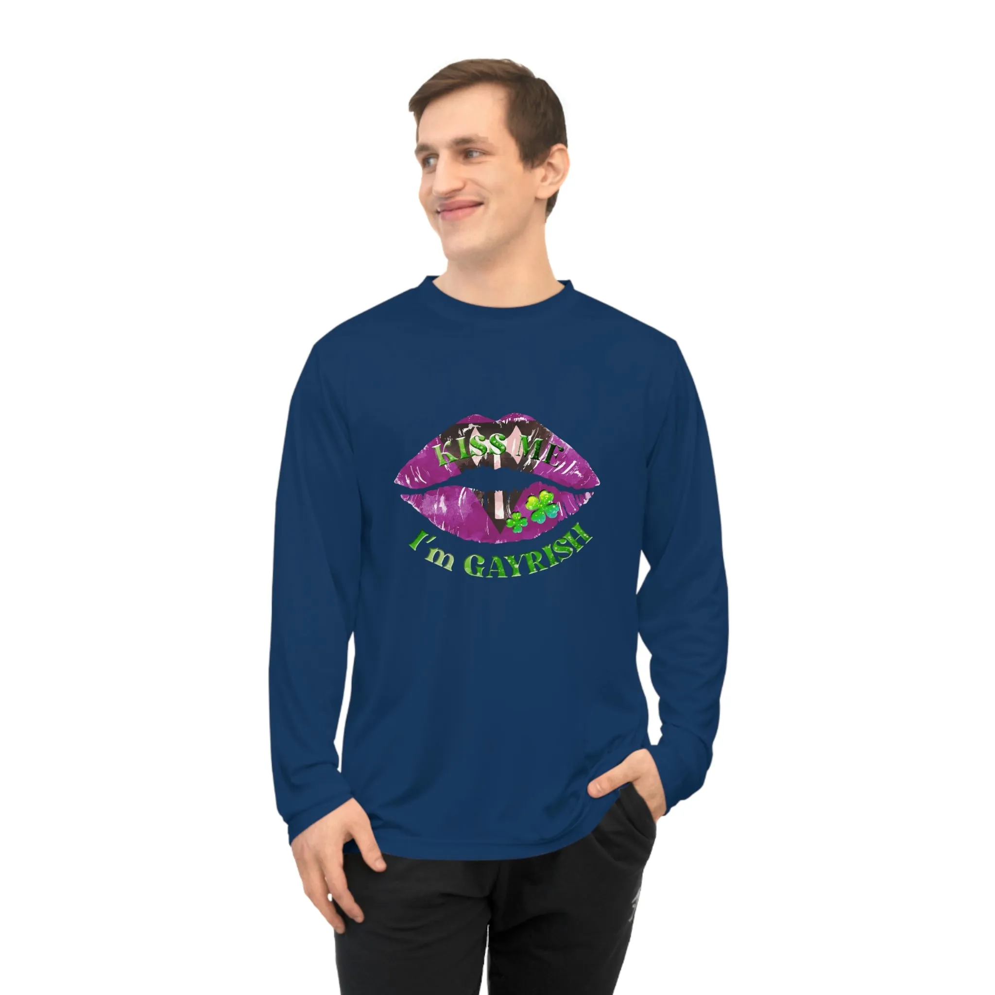 Labrys Lesbian Flag Unisex Performance Long Sleeve Shirt - Kiss Me