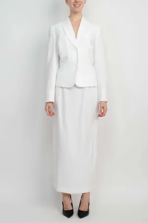 Le Suit Shawl Collar 2 Button Closure Crepe Jacket with Zipper Back Column Skirt  (Two Piece)